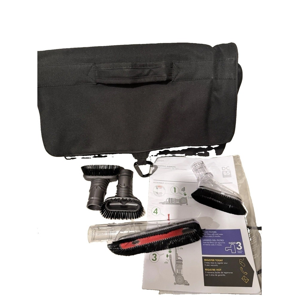 Dyson‎ DC65 Bag Organizer 4 Brushes Manual Kit OEM Up Top Pet Mattress Tool Lot
